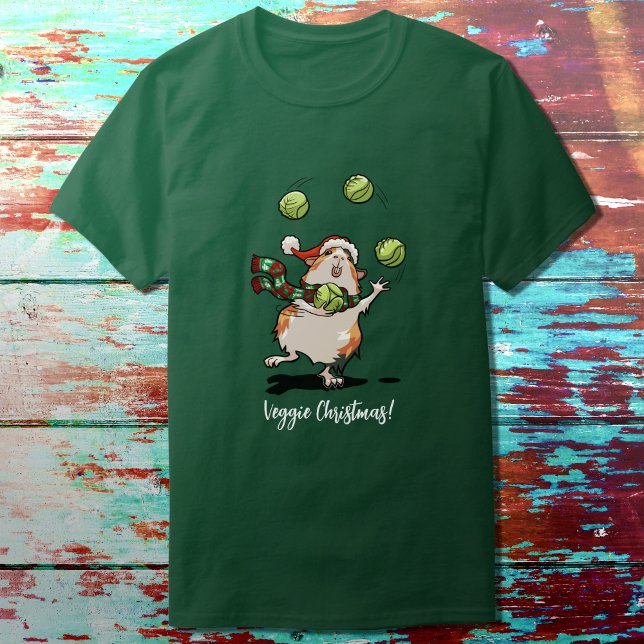 T-shirt Véguin Noël ! Guinéen Pig En Jonglage Des Germes (Créateur téléchargé)