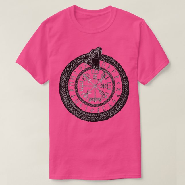 T-shirt Vegvisir avec Ouroboros et runes (Design devant)