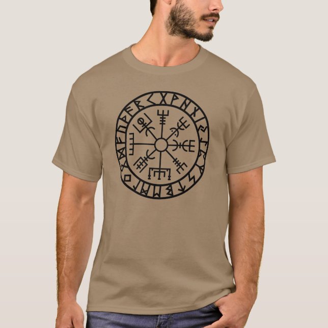 T-shirt Vegvisir, Compass islandais, Runes, Protection (Devant)