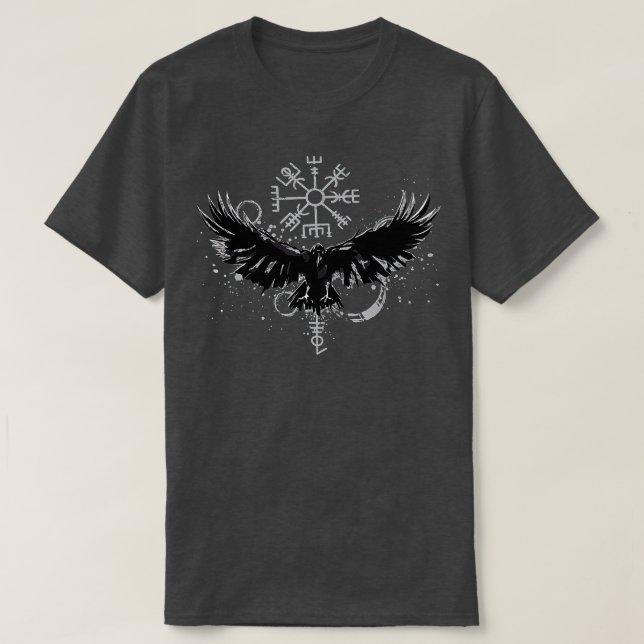 T-shirt Vegvisir Viking Compass Ravens Viking  (Design devant)