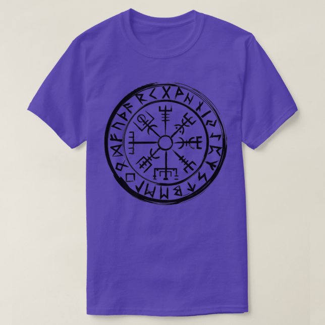 T-shirt Vegvsir Viking Compass Vintage Black (Design devant)