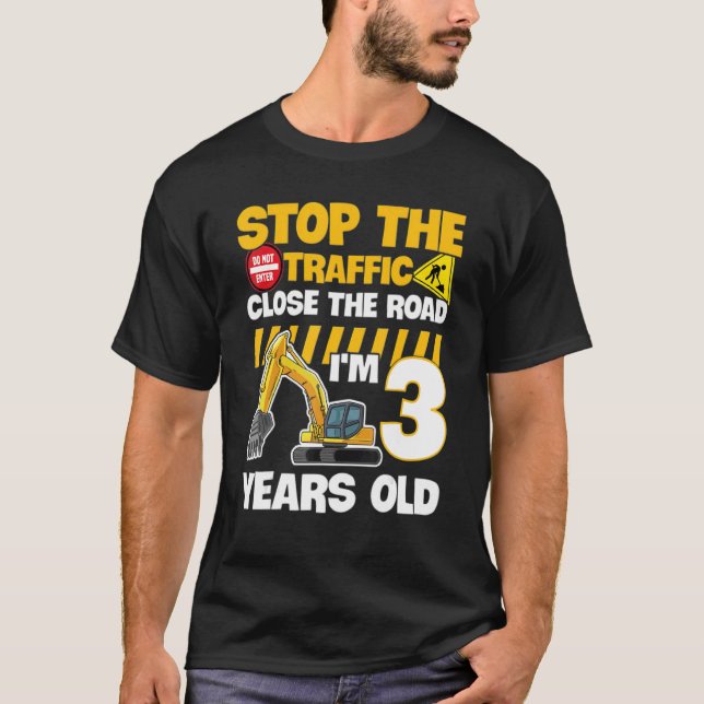 T-shirt Véhicule de construction cool 3e anniversaire 3 an (Devant)