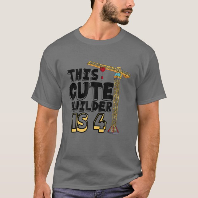 T-shirt Véhicule De Construction cool 4E Anniversaire 4 An (Devant)