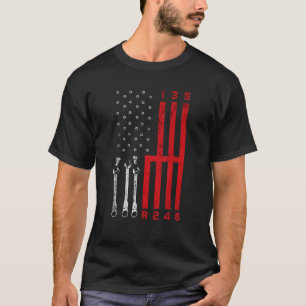 T-shirt Véhicule Mécanique Porte-Déplacement Drapeau Améri