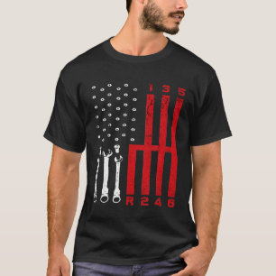 T-shirt Véhicule Mécanique Porte-Déplacement Drapeau Améri