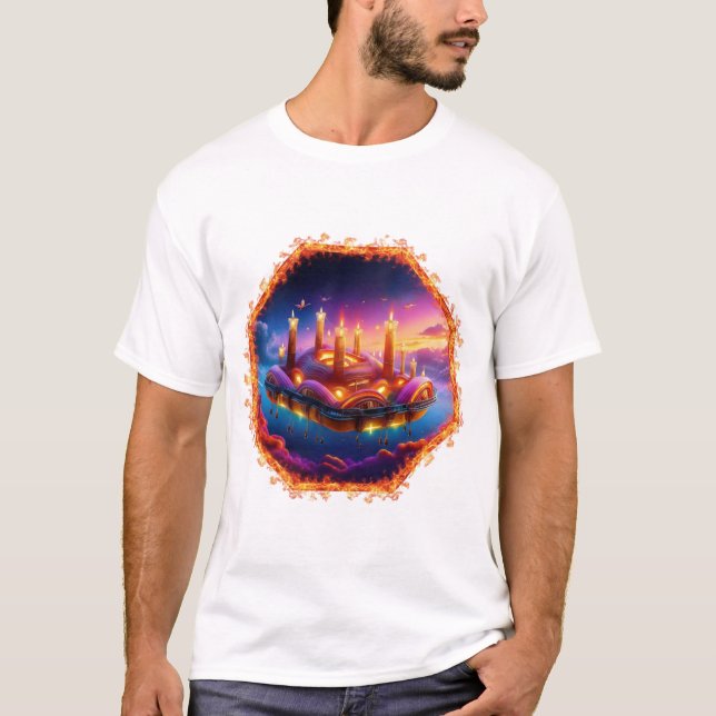 T-shirt Véhicule Spatial Alimenté par une Bougie Dans un C (Devant)