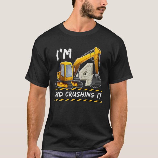 T-shirt Véhicules 4 Ans Construction Excavateur 4E Bir (Devant)