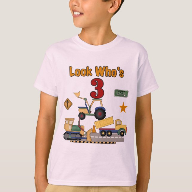 T-shirt Véhicules de construction 3e chemises d'anniversai (Devant)