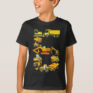 T-shirt Véhicules De Construction Camions Pour Garçons De 