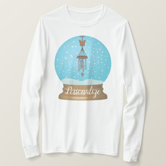 T-shirt Vélichime papillon enneigé globe lunaire unique (Design devant)