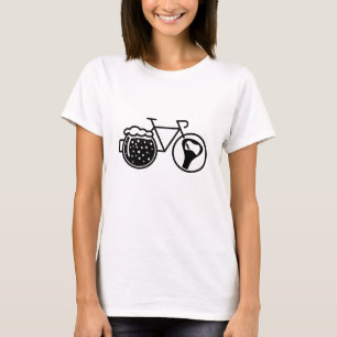 T-shirt Vélo avec verre à bière. Icône d'ouverture de bout