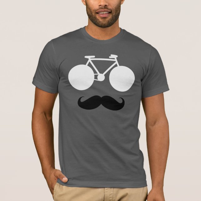 T-shirt vélo blanc avec moustache (Devant)
