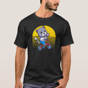 T-shirt Vélo BMX Chat Mignon Garçons Filles Bicyclette