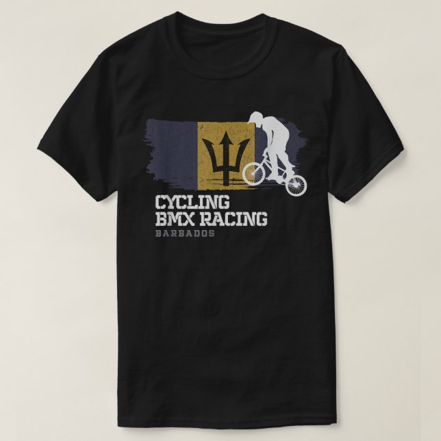 T-shirt Vélo BMX Drapeau de la Barbade Cyclisme Cyclisme C (Design devant)