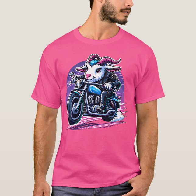 T-shirt Vélo Chèvre équitation Moto (Devant)