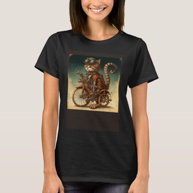 T-shirt Vélo de chat Steampunk (Devant)