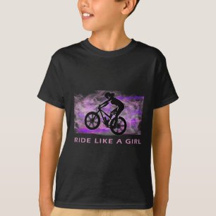 T-shirt Vélo de Montagne Ride Like A Girl Mtb Femmes