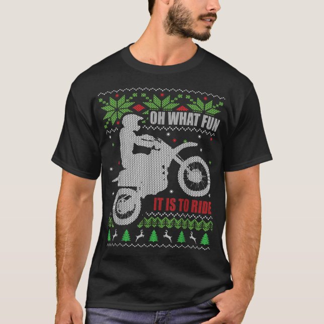 T-shirt Vélo de nuit motocross laid Noël Quel plaisir C'es (Devant)