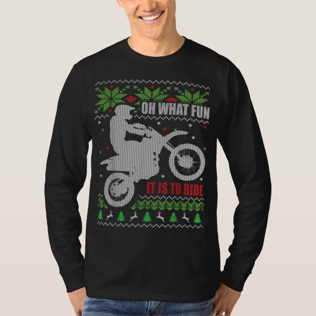 T-shirt Vélo de nuit motocross laid Noël Quel plaisir C'es (Devant)