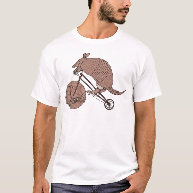 T-shirt Vélo d'équitation de tatou avec la roue de tatou (Devant)