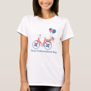 T-shirt Vélo fantaisiste rouge blanc et bleu 4 juillet