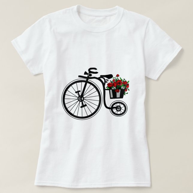 T-shirt Vélo Fleurs Romantique - Peinture (Design devant)
