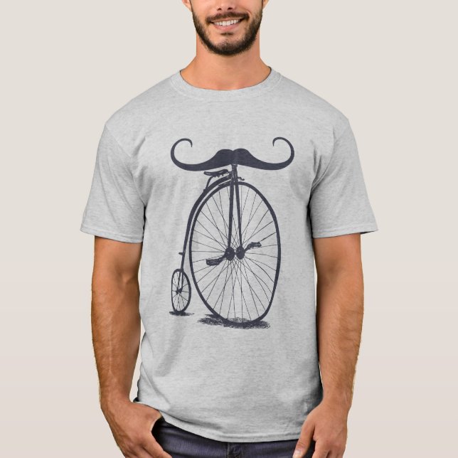 T-shirt Vélo haute roue Penny Farthing Mustache (Devant)