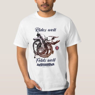 T-shirt Vélo pliant. Bien rouler, se plie bien.