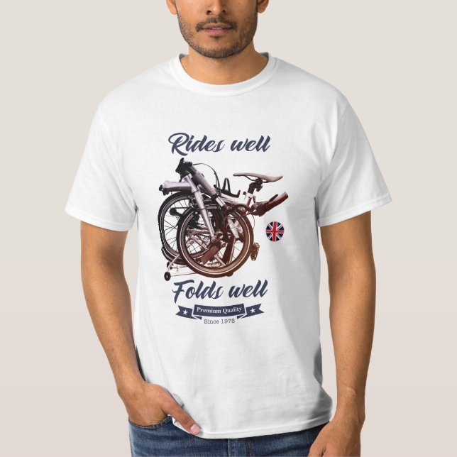 T-shirt Vélo pliant. Bien rouler, se plie bien. (Devant)