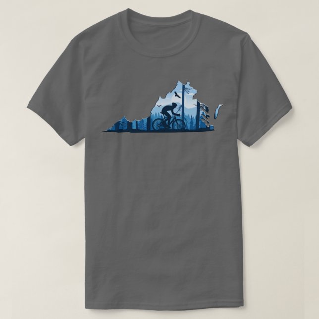 T-shirt Vélo Virginia State MapVTT Blue Ridge (Design devant)
