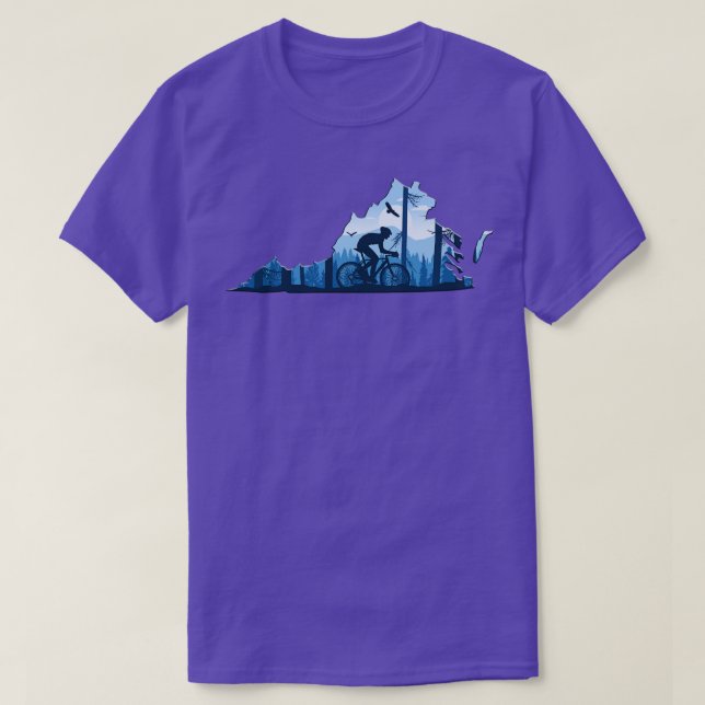 T-shirt Vélo Virginia State MapVTT Blue Ridge (Design devant)