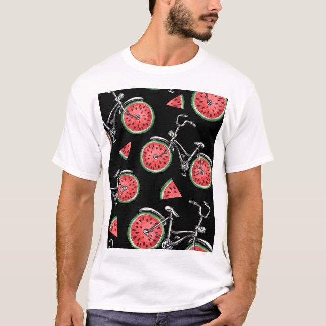 T-shirt Vélos à roue de pastèque, motif d'été. (Devant)