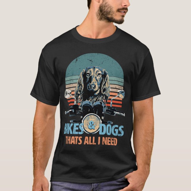 T-shirt Vélos & Chiens - Belle Dachshund Long-Haired Condu (Devant)