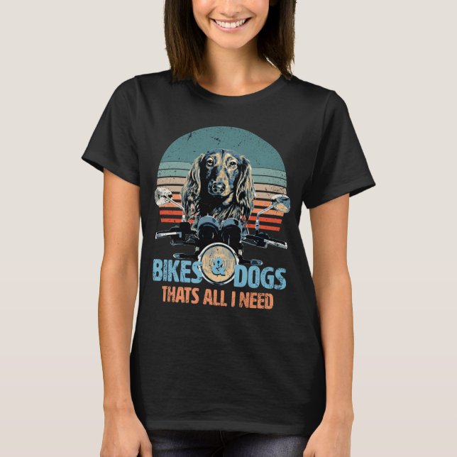 T-shirt Vélos & Chiens - Belle Dachshund Long-Haired Condu (Devant)