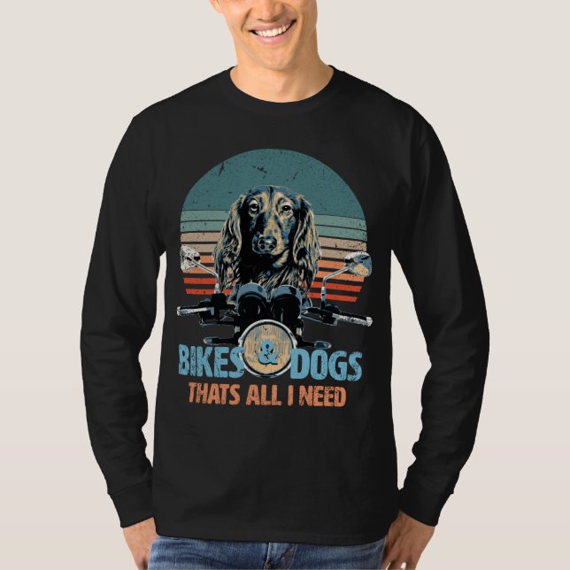 T-shirt Vélos & Chiens - Belle Dachshund Long-Haired Condu (Devant)