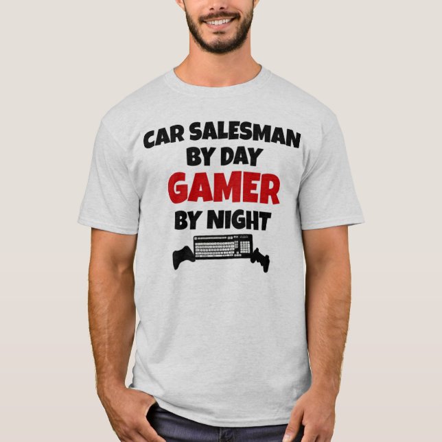 T-shirt Vendeur de voiture par Joueur de jour par nuit (Devant)