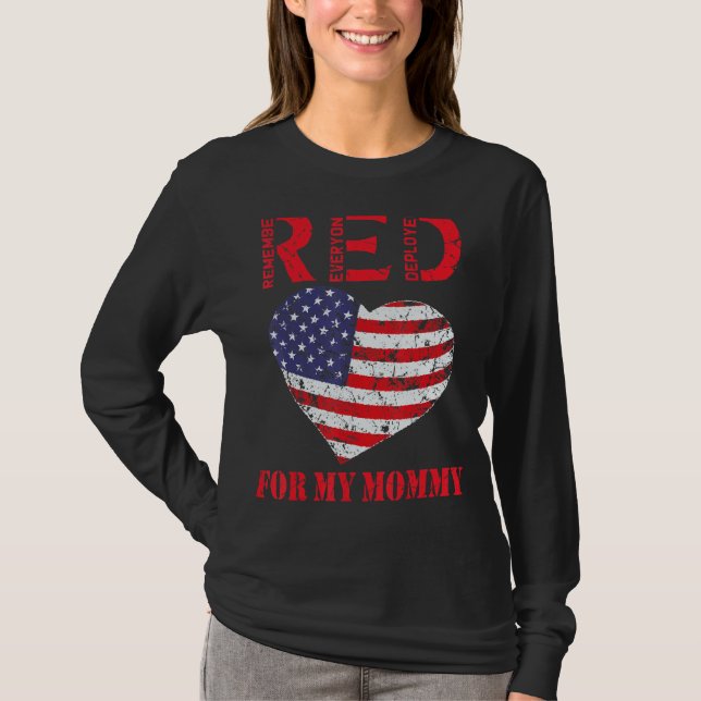 T-shirt Vendredi Rouge Pour Ma Maman Déployée Soutenez Nos (Devant)