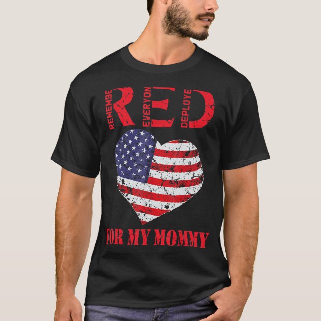 T-shirt Vendredi Rouge Pour Ma Maman Déployée Soutenez Nos (Devant)