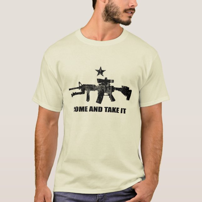 T-shirt Venez le prendre avec AR-15 (Devant)