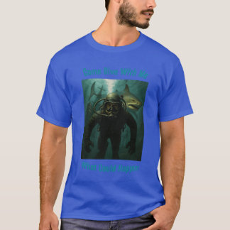 T-shirt Venez plonger avec moi, que pourrait-il arriver am