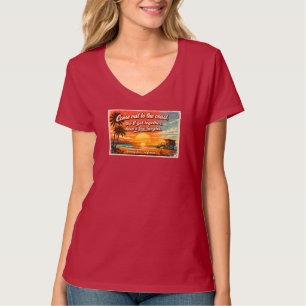 T-shirt Venez sur la côte, femmes, col en V foncé