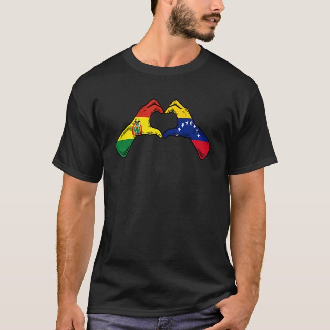 T-shirt Venezuela Bolivia Flag Venezuelan Bolivian Heart (Devant)