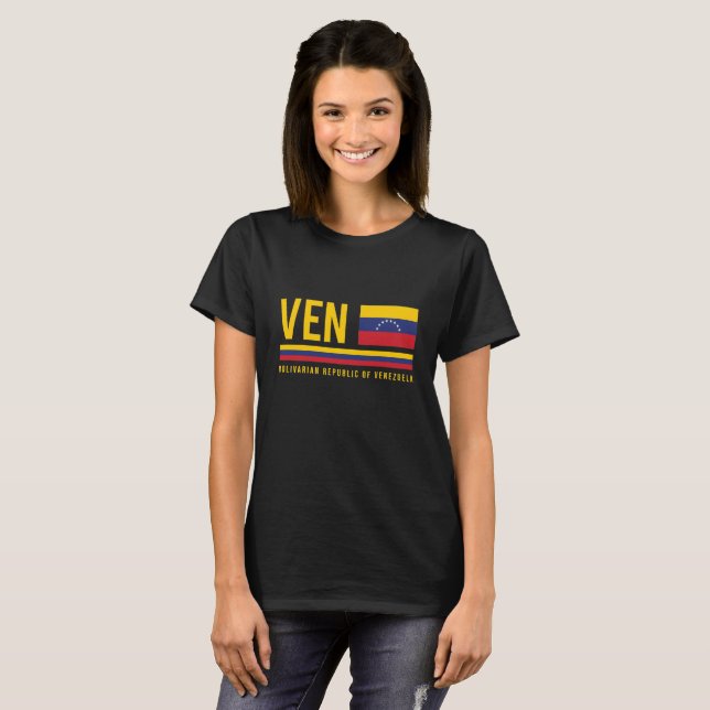 T-shirt Venezuela Drapeau et code ISO Alpha 3 Design T-shi (Devant entier)