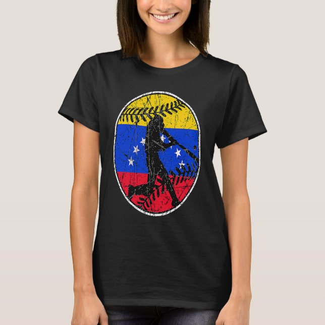 T-shirt Venezuela Flag Baseball Hitter Venezuelan Flag (Devant)