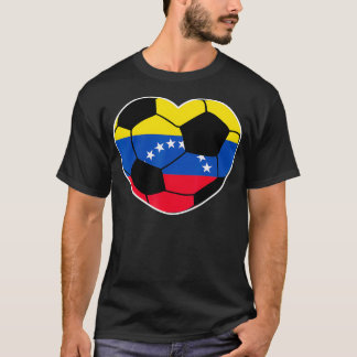 T-shirt Venezuela Soccer Ball Heart Jersey Vénézuélien Pie