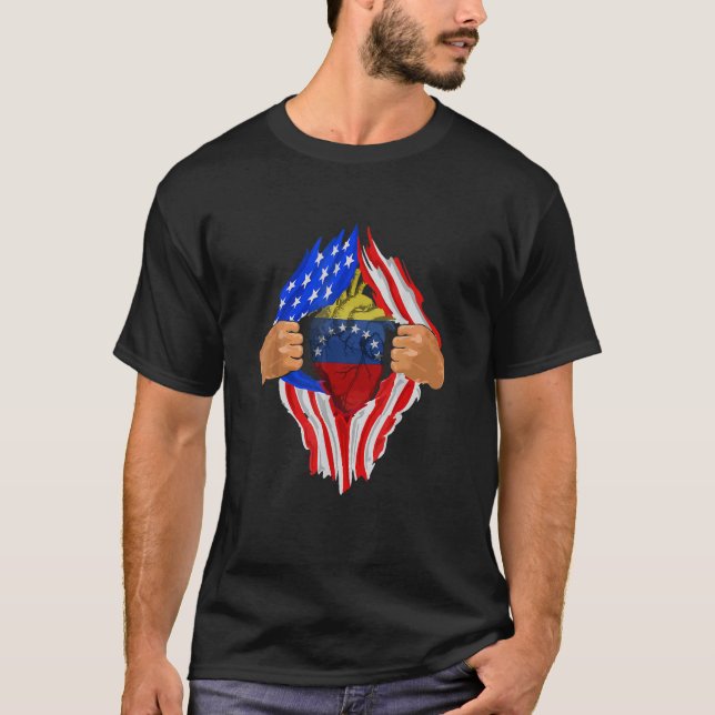 T-shirt Venezuelan Blood Inside Me Venezuela America Heart (Devant)