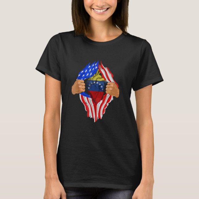 T-shirt Venezuelan Blood Inside Me Venezuela America Heart (Devant)