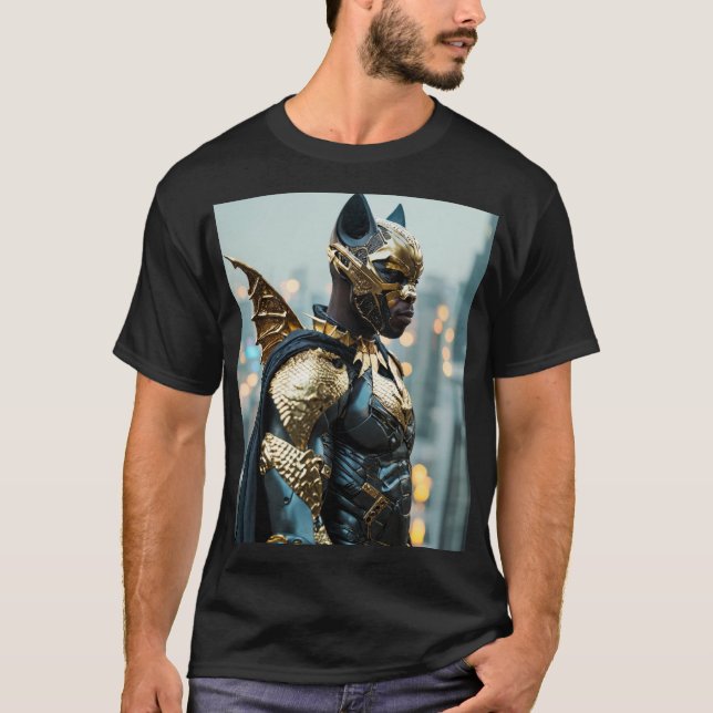 T-shirt Vengeance dorée : Homme chauve-souris africain dan (Devant)