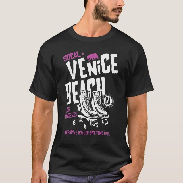 T-shirt Venice Beach California Retro Roller Skate 9 (Devant)
