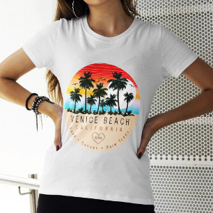 T-shirt Venice Beach Californie Rétro Palmiers Souvenir
